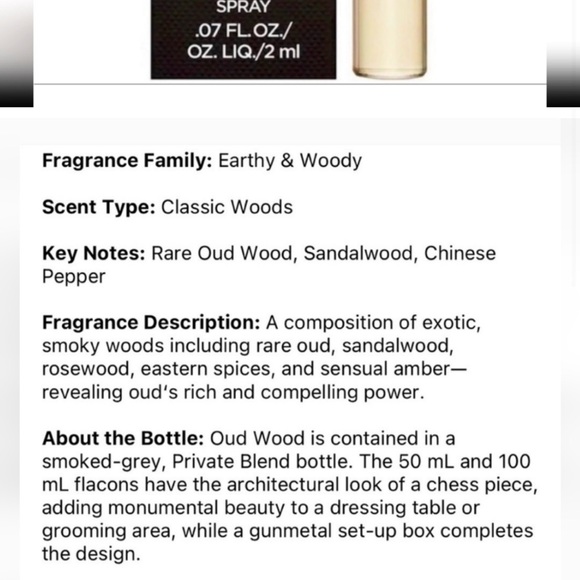 Tom Ford Oud Wood Deluxe Sample - Picture 2 of 2